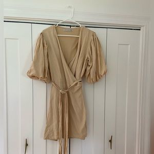 Faithfull the brand Godiva Linen Wrap Dress Plain Sand